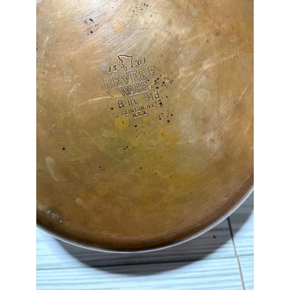 Vintage Revere‎ Ware 8 Inch Skillet Copper Clad Bottom Stainless Steel Pan USA